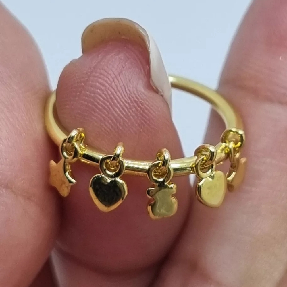 Tous Silver Vermeil Cool Joy Ring with Bear, Heart and Star Motifs Size 6 - Picture 10 of 10